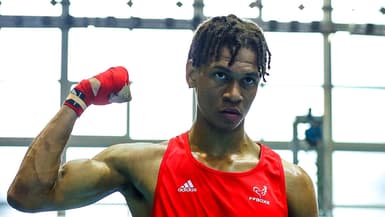 Yojerlin César lors des championnats d'Europe jeunes de boxe, le 15 avril 2022.