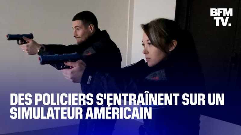TANGUY DE BFM - La police municipale de Rueil-Malmaison s'entraîne sur un simulateur des forces américaines