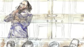 Croquis d'Abdelkader Merah au procès en première instance, le 13 novembre 2017. 