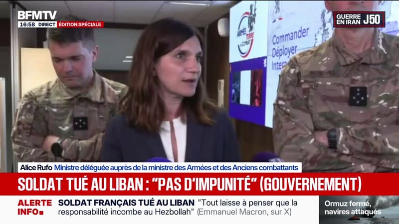 Soldat français tué au Liban: "La France n'est pas belligérante dans la région", explique Alice Rufo, ministre déléguée aux Armées