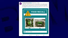 L'alerte diffusée sur les réseaux sociaux par l'autorité de sûreté alimentaire australo-néo-zélandaise. 