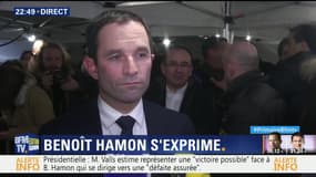 Premier tour de la primaire à gauche: "J’accueille ce score avec beaucoup de joie et de fierté", Benoît Hamon