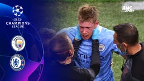 Manchester City - Chelsea : Sortie de De Bruyne, après un gros choc avec Rüdiger