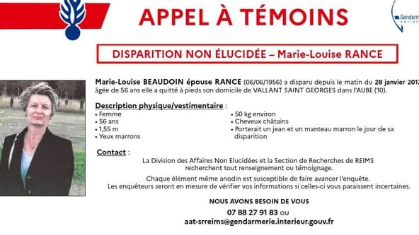 Un appel à témoins est relancé par les gendarmes, 11 ans après la disparition de Marie-Louise Rance dans l'Aube.