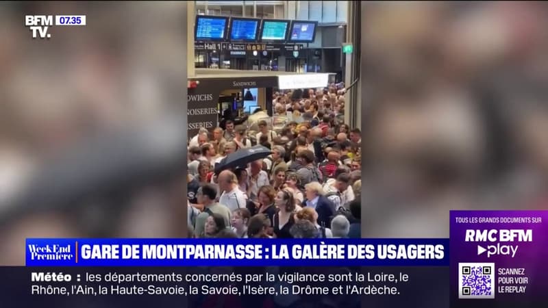 La galère des usagers de la SNCF au départ de la gare Montparnasse, avec plus de 4h de retard à cause des intempéries
