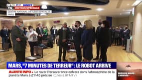 Emmanuel Macron arrive au CNES pour assister à l'atterrissage de Perseverance sur Mars