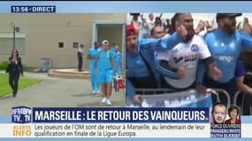 Les joueurs de l'OM accueillis comme des héros pour leur retour à Marseille