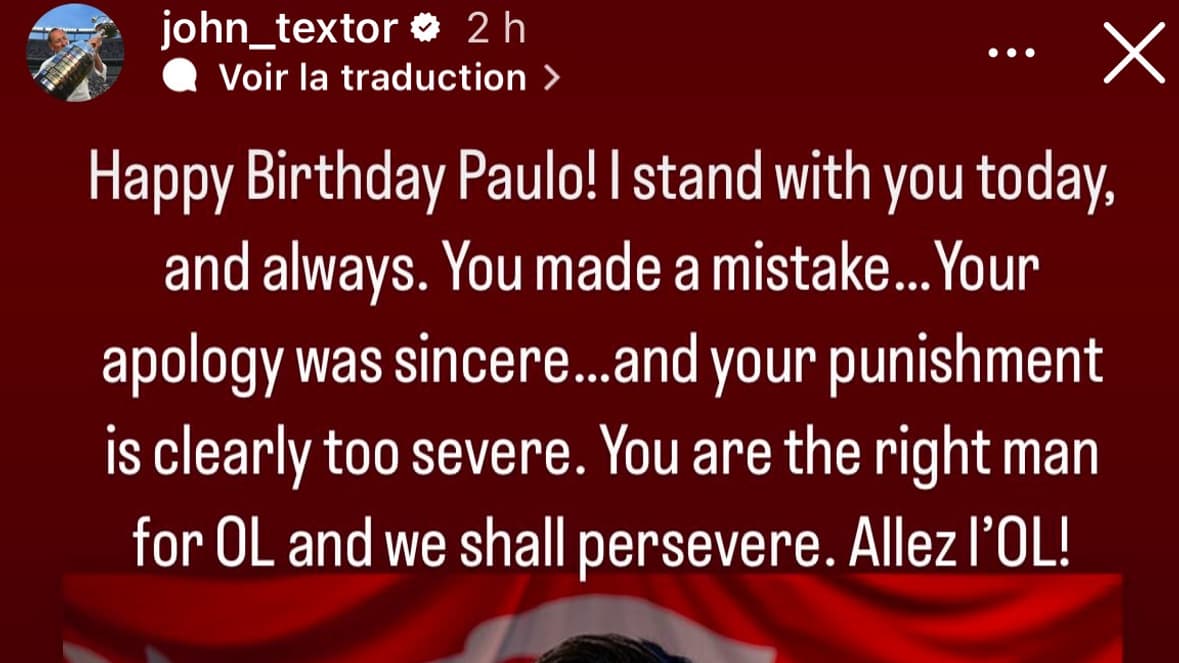 Le message de soutien de John Textor à Paulo Fonseca après sa très lourde suspension, le 6 mars 2025 Le message de soutien de John Textor à Paulo Fonseca après sa très lourde suspension, le 6 mars 2025