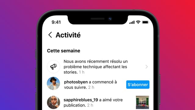 La nouvelle notification affichée par Instagram en cas de panne