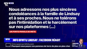 Suicide de Lindsay: "Nous ne tolérons pas l'intimidation et le harcèlement sur nos plateformes" réagit un porte-parole de Meta