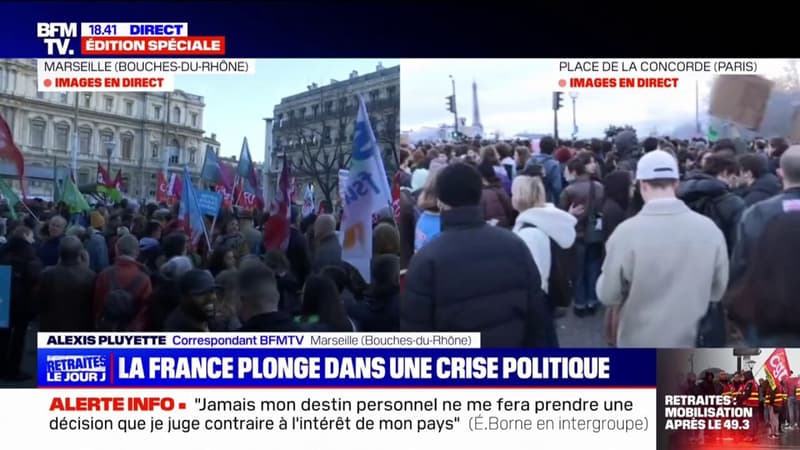 Marseille: plusieurs centaines de personnes réunies devant la préfecture pour protester contre le déclenchement du 49.3