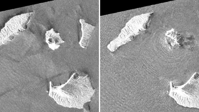 Images satallites du volcan de l'Anak Krakatoa