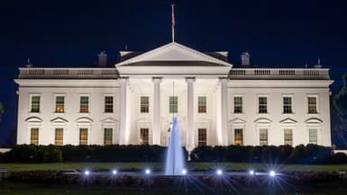 La Maison Blanche, de nuit, en 2023. 