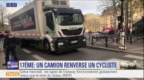 Paris: un camion renverse une cycliste à Paris, la victime légèrement blessée