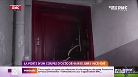 La porte d'un couple d'octogénaires juifs incendié