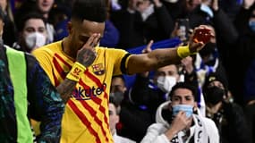 Pierre-Emerick Aubameyang célèbre son but dans le clasico façon Dragon Ball Z, le 20 mars 2022