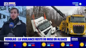 Bas-Rhin: un camion rate un virage et s'encastre dans une barrière à cause du verglas