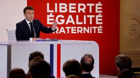 Emmanuel Macron, le 16 janvier 2024 en conférence de presse à l'Élysée