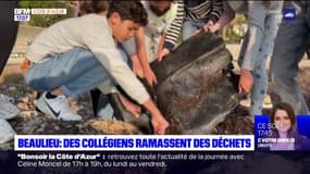 Beaulieu-sur-Mer: des collégiens ramassent des déchets sur une plage pour alerter sur la protection de l'environnement