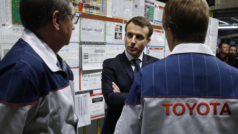 Emmanuel Macron était en visite sur le site de Toyota à Onnaing (Nord). 