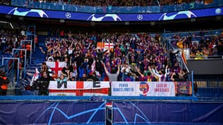 Les supporteurs du FC Barcelone au Parc des Princes lors de PSG-Barça (2-3, Ligue des champions), le 10 avril 2024