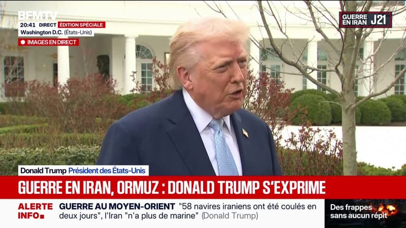 Image pour l'article : Guerre au Moyen-Orient: "Nous nous en sortons très bien dans le détroit d'Ormuz", annonce Donald Trump