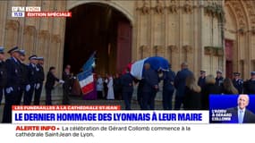 Obsèques de Gérard Collomb: le cercueil fait son entrée dans la cathédrale