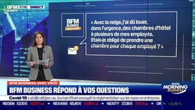 BFM Business avec vous : Avec la neige, l'employeur est-il obligé de prendre une chambre pour chaque employé ? - 15/02