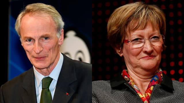 Jean-Dominique Senard, président de Michelin, et Nicolas Notat, ancienne dirigeante de la CFDT.