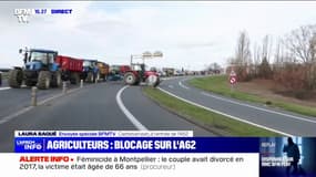 Mobilisation des agriculteurs: l'autoroute A62 bloquée au niveau de Castelsarrasin (Tarn-et-Garonne)