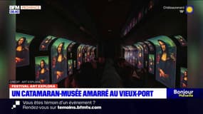 Marseille: un catamaran-musée amarré au Vieux-Port