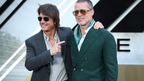 Tom Cruise et Brad Pitt, le 23 juin à Londres, à l'avant-première du film "F1".