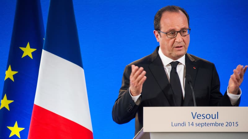 François Hollande lors de sa conférence à Vesoul le 14 septembre 2015