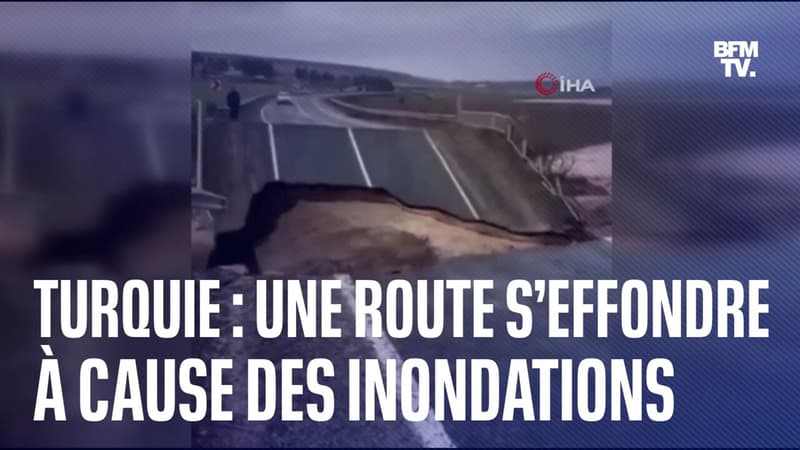 En Turquie, une route s'effondre à cause des inondations