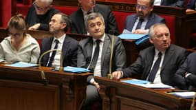Aurore Bergé, Bruno Retailleau, Gérald Darmanin et François Bayrou à l'Assemblée nationale le 18 mars 2025
