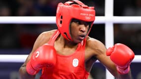 Cindy Ngamba de l'équipe olympique des réfugiés, lors des JO 2024