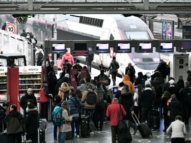 Des voyageurs font la queue pour prendre le train à la Gare de Lyon à Paris, le 2 décembre 2022.