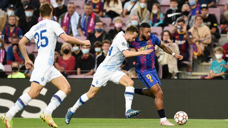 Memphis Depay lors du match Barça-Kiev, à Barcelone le 20 octobre 2021
