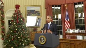 Barack Obama fait une allocution télévisée depuis le Bureau ovale, à la Maison Blanche, le 6 décembre 2015. 