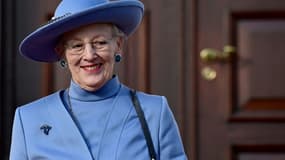 La reine Margrethe II du Danemark, qui fête vendredi ses 50 ans de règne, lors d'une réception le 10 novembre 2021 au château Bellevue à Berlin 