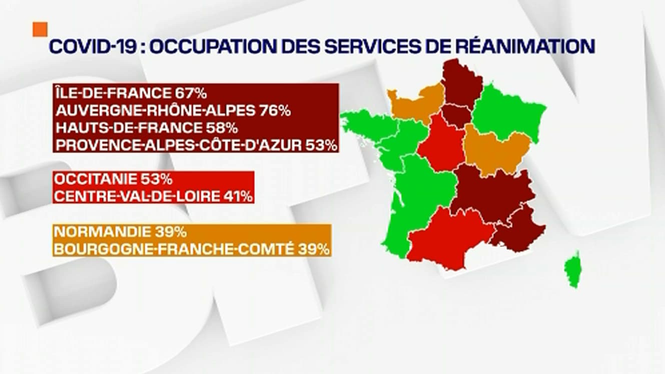 L'occupation des services de réanimation le 26 octobre 2020 L'occupation des services de réanimation le 26 octobre 2020
