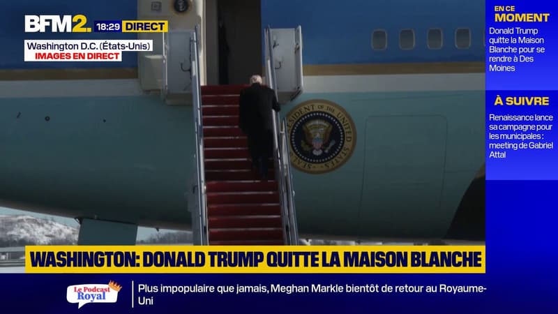 Washington: le président américain Donald Trump quitte la Maison Blanche pour l'Iowa