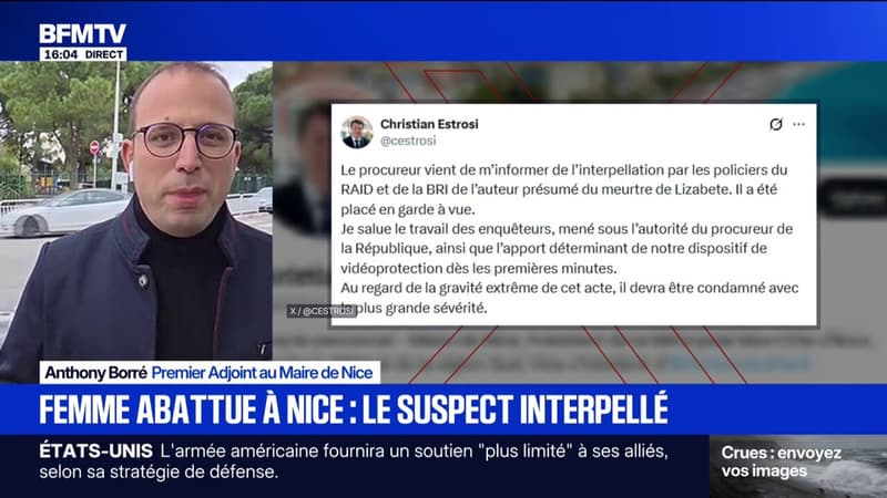 Arrestation du meurtrier de Lizabete:"Un immense soulagement" déclare Anthony Borré (mairie de Nice)