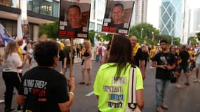 Une manifestation pour demander la libération des otages retenus par le Hamas, le 31 juillet 2024.