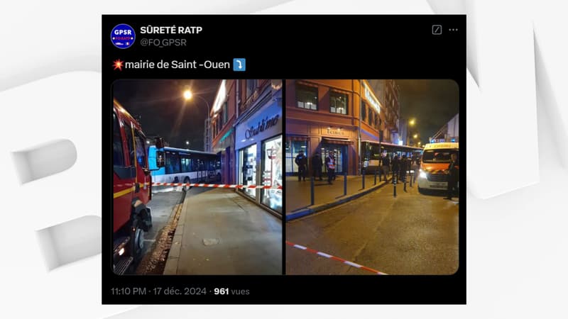 Des photos du bus encastré dans la vitrine du restaurant Le Bouillon du Coq, à Saint-Ouen, le 17 décembre.