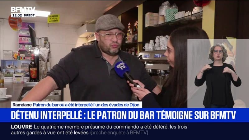 "Il a demandé un café au lait": le patron du bar où a été interpellé un des deux évadés de la prison de Dijon témoigne sur BFMTV