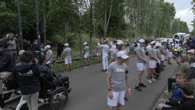 La flamme olympique à Lens (Pas-de-Calais) le 3 juillet 2024.