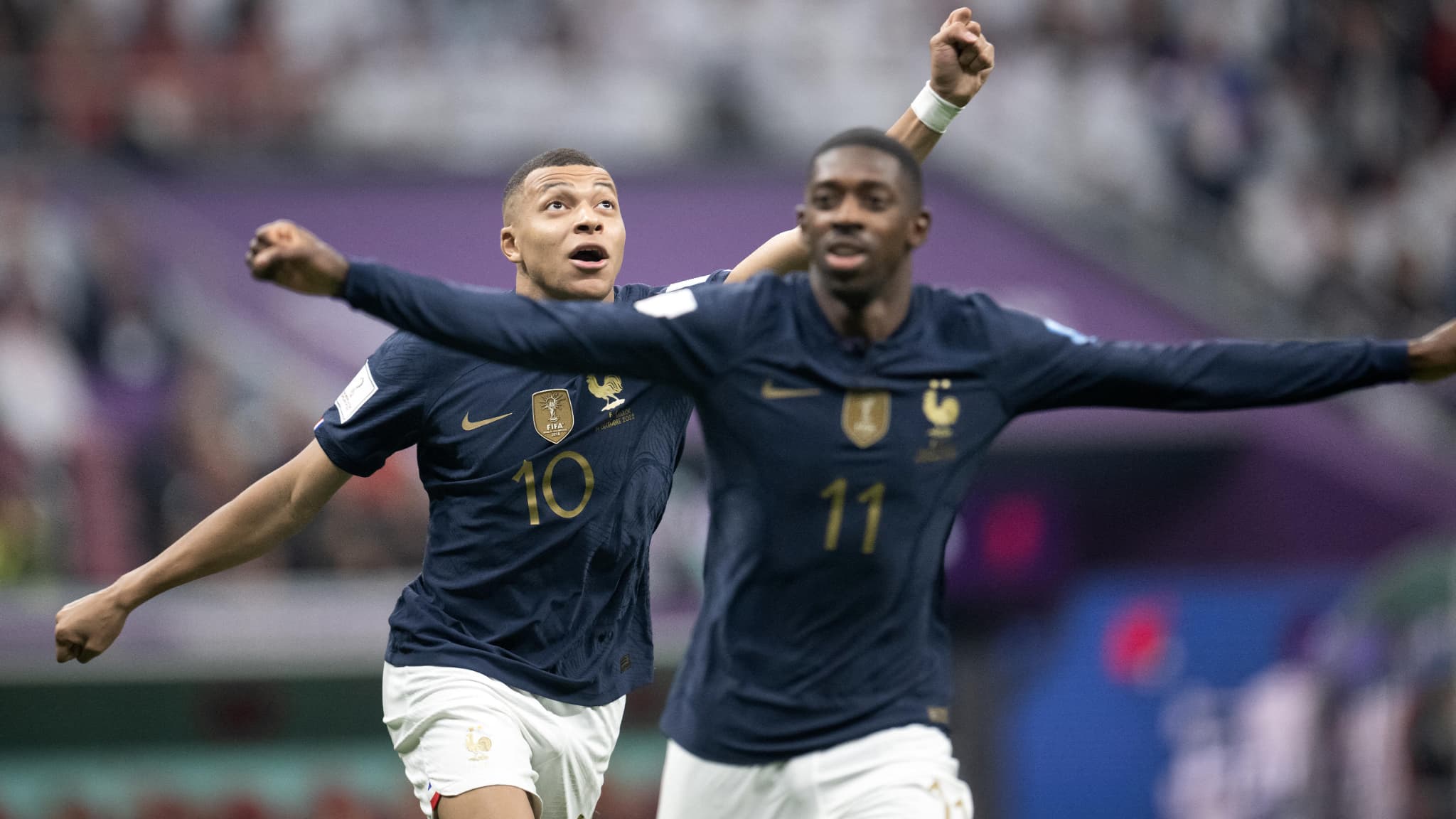Ousmane Dembélé et Kylian Mbappé lors de France-Angleterre en juin 2017