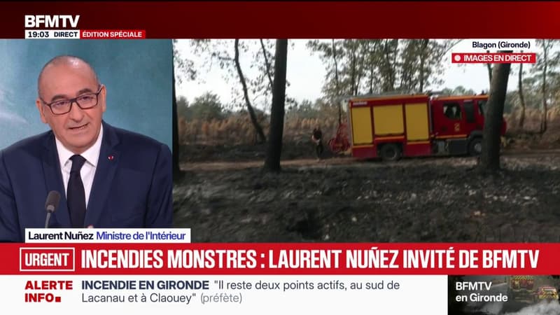 Incendie en Gironde: "on est résolument optimiste" déclare Laurent Nuñez, ministre de l'Intérieur