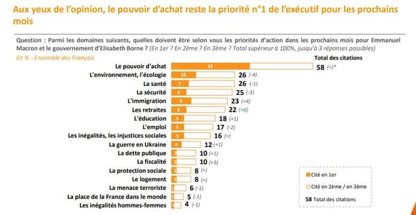 Purchasing power, priority of the French. 